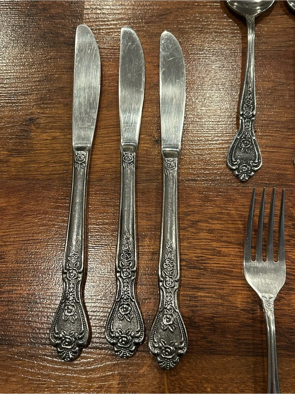 Vintage Normandy Stainless Steel Flatware 11 Piece Textured Rose